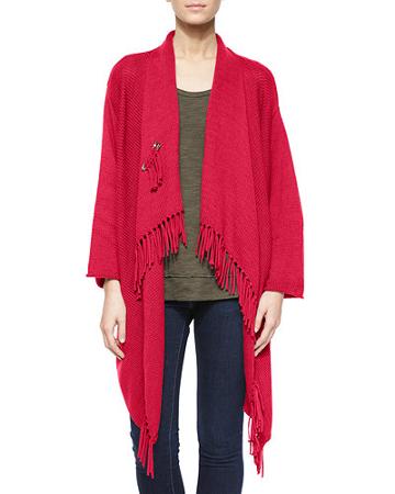 Fringe-front Open Cardigan