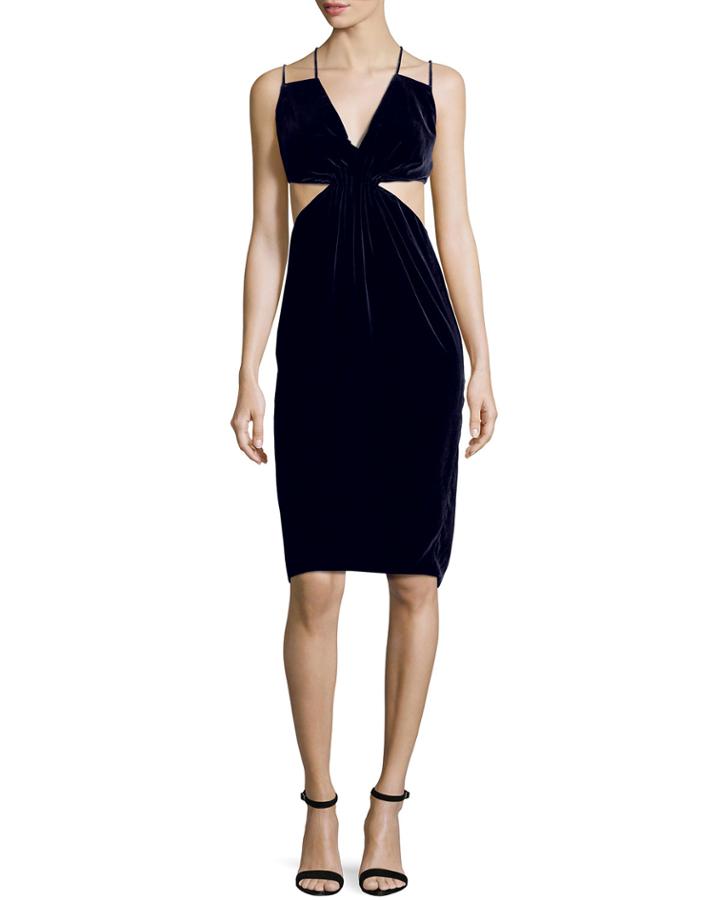 Cutout Double-strap Velvet Dress