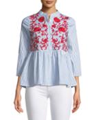 Lisa Embroidered Button-front Blouse