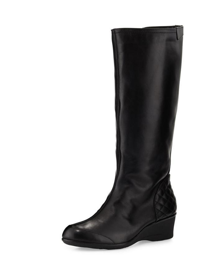Arst Waterproof Wedge Knee Boot, Black