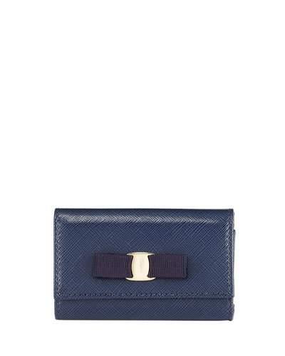 Saffiano Vara Tri-fold Wallet, Blue