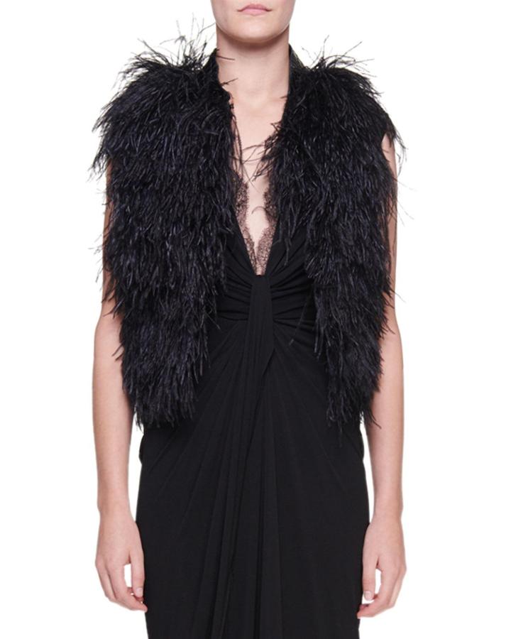 Ostrich Feather Organza Vest