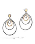 Classic Chain 18k Gold & Silver Carved Drop Earrings
