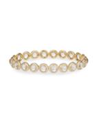 18k Lollipop Bangle In Clear Quartz With Diamond Pave