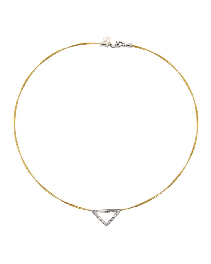 Triangular Diamond Pendant Necklace, Yellow