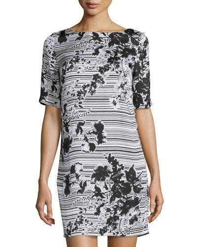 Floral-print Shirtdress, Black