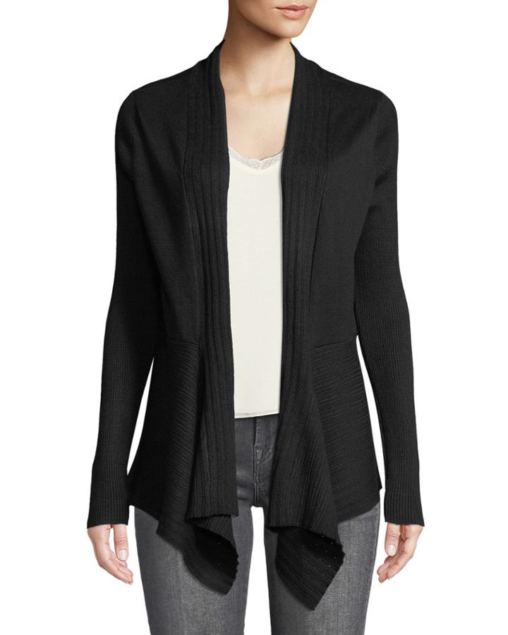 Multi-ribbed Open-front Cardigan