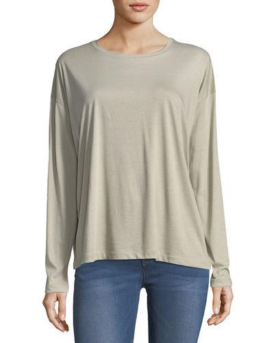 Pima Cotton Long-sleeve Crewneck T-shirt