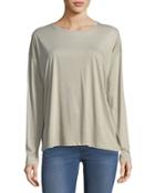 Pima Cotton Long-sleeve Crewneck T-shirt