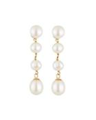 14k Four-pearl Drop Earrings,