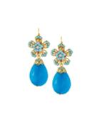 Jade & Crystal Flower Drop Earrings