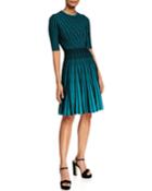 Cap-sleeve Empire-waist Fit-and-flare Dress