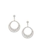 18k White Gold Diamond Lace Hoop Earrings