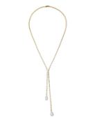 Crystal Lariat Pearly Necklace