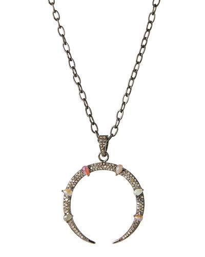 Multicolored Sapphire & Diamond Tusk Pendant Necklace