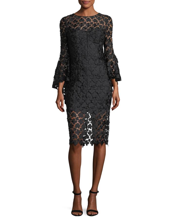 Anya Floral-embroidered Lace Cocktail Dress