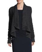 Cable-knit Open-front Cardigan, Charcoal