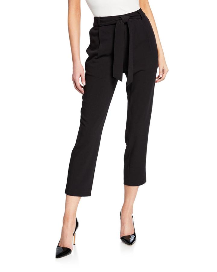 Cropped Crepe Pants W/ Tie