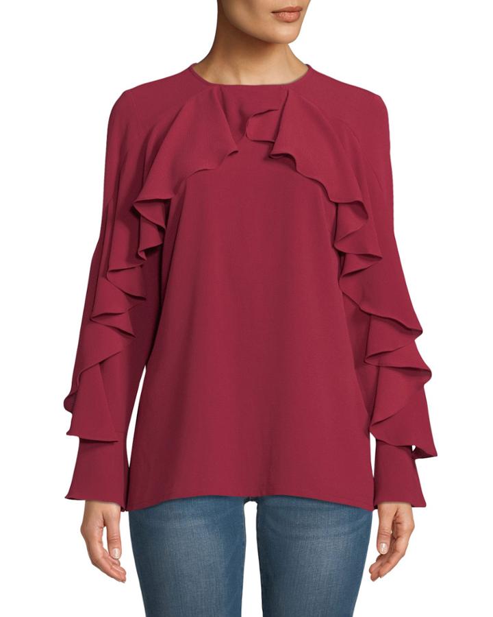 Cascading Ruffle-trimmed Blouse