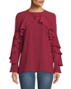 Cascading Ruffle-trimmed Blouse