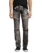 Demon Bleached Moto Slim-straight Jeans, Black