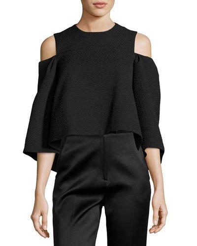 Open-shoulder Cape Top, Black