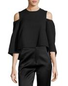 Open-shoulder Cape Top, Black