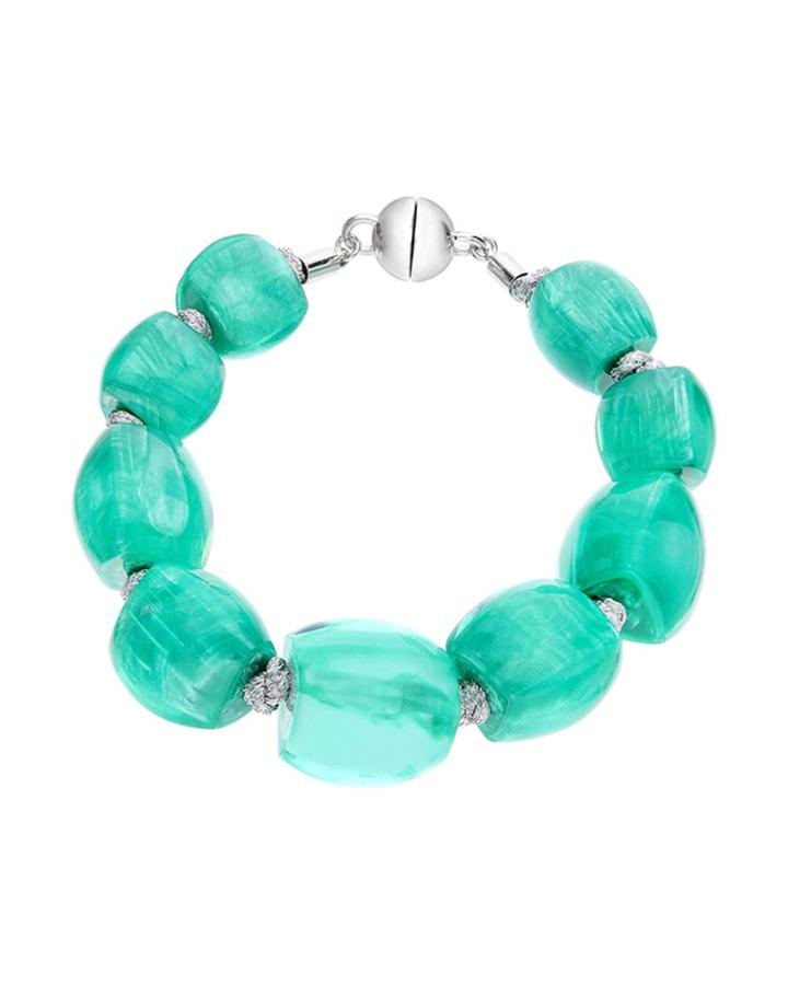 Triangular-prism Bead Bracelet, Teal