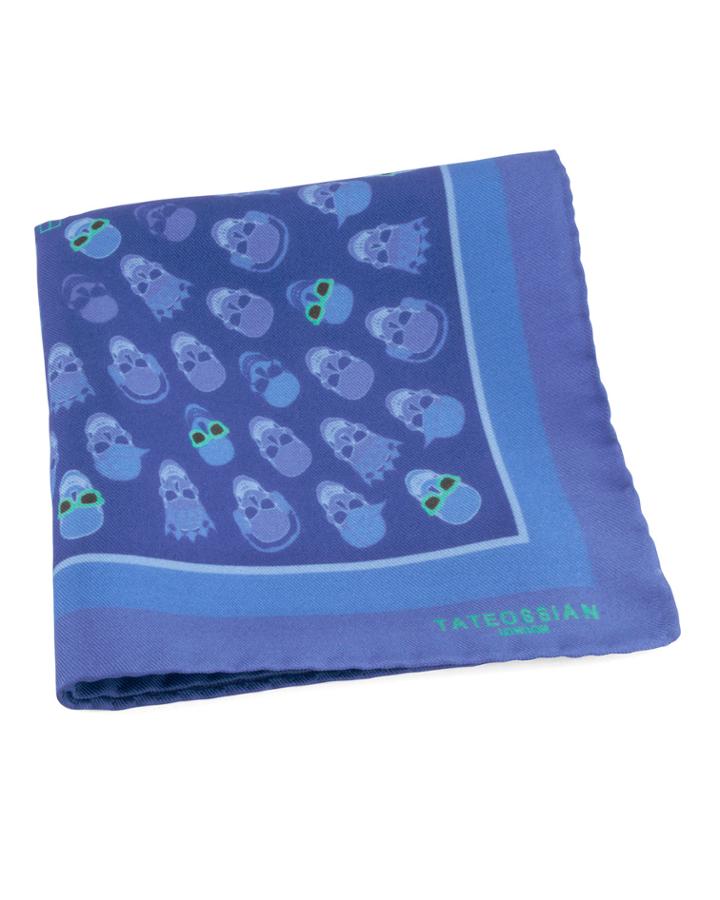 Men's Skull-print Silk Pocket