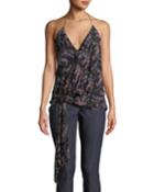 Kimya Tie-front Floral Halter Top