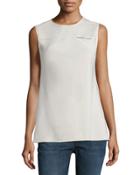 Sleeveless Round-neck Top, Brown