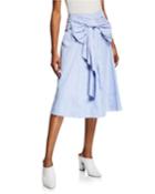 Stripe Tie-front Embellished Cotton