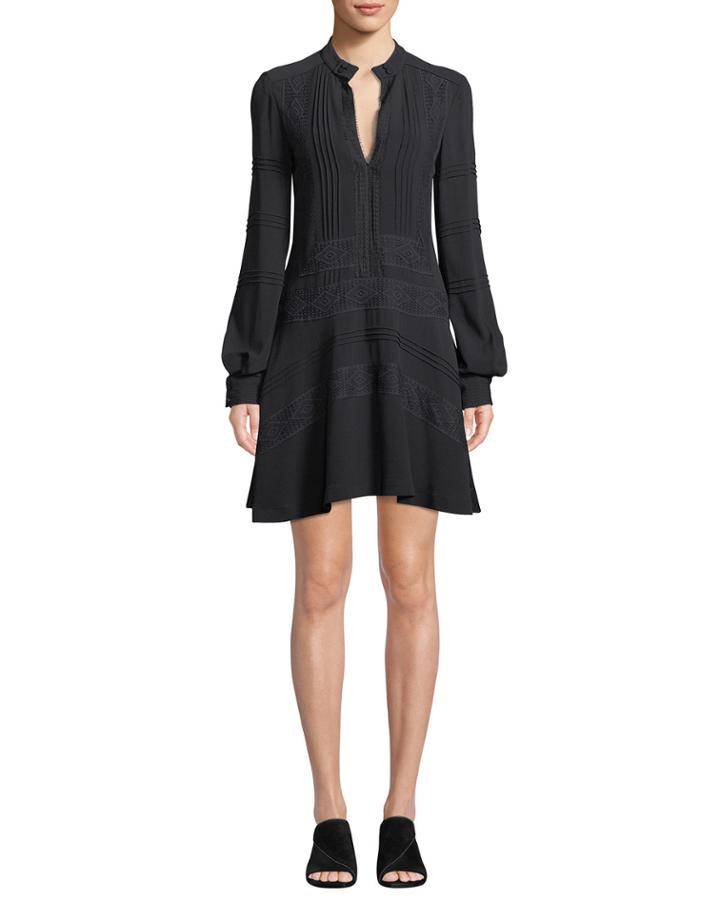 Long-sleeve Cotton Shift Dress With