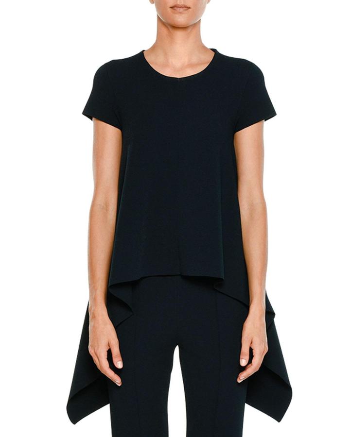Crewneck Short-sleeve Flange-side Knit Top