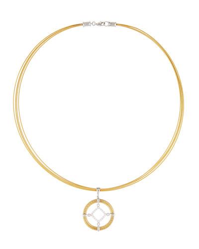 Spring Coil Cable & Diamond Pendant Necklace, Yellow