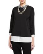 Twofer Top With Pearl Necklace