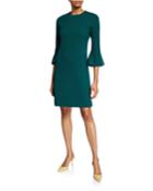Wool Crepe Pearly Sleeve Tunic Dress