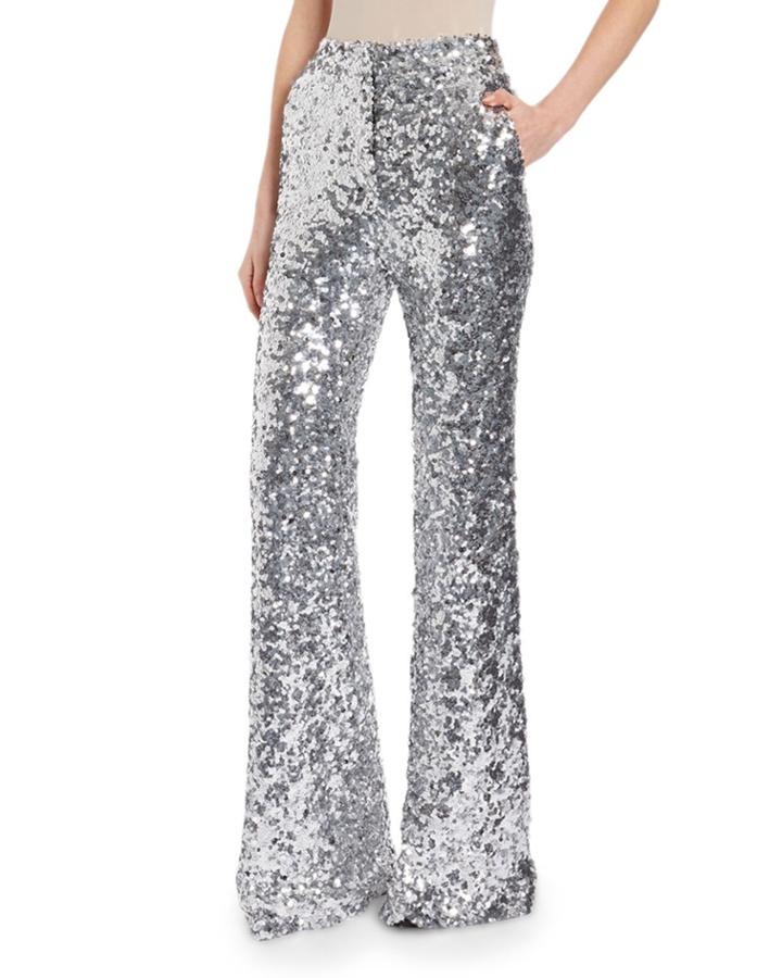 Sequined Wide-leg Trousers