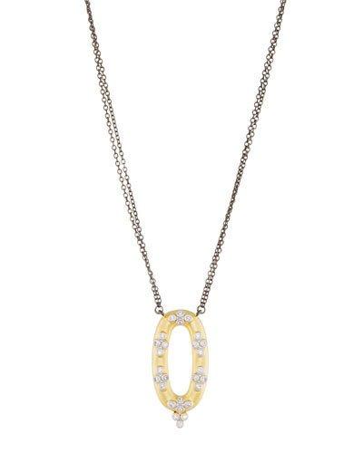 Open Oval Pav&eacute; Cubic Zirconia Pendant Necklace