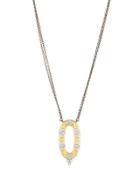 Open Oval Pav&eacute; Cubic Zirconia Pendant Necklace
