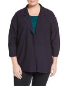 3/4-sleeve Waffle-knit Jacket, Canvas,