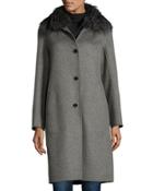 Cashmere Coat With Detachable Fur Collar