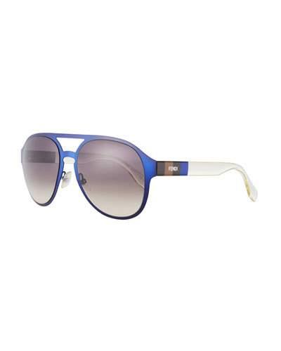 Metal/plastic Aviator Sunglasses, Blue