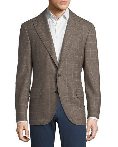 Windowpane-check Three-button Jacket
