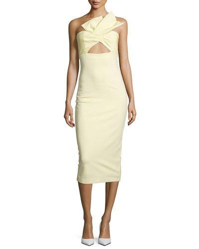 Twist-front Bustier Midi Dress,