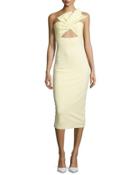Twist-front Bustier Midi Dress,