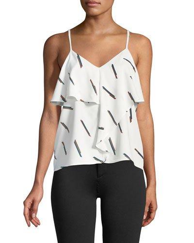 Ruffle-front Printed Camisole