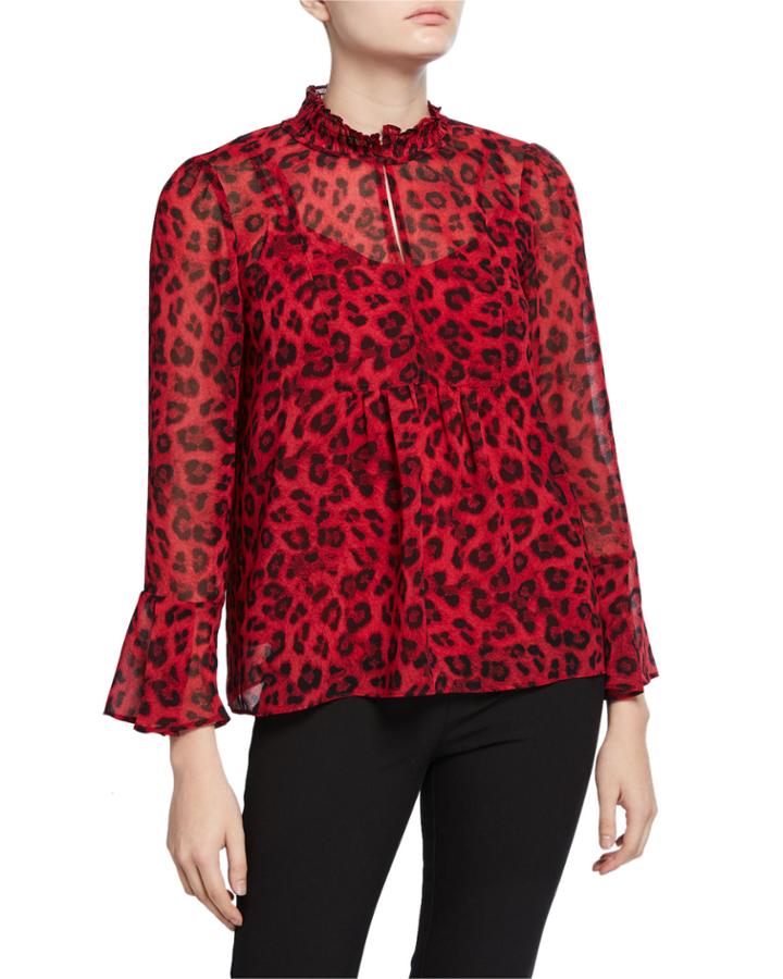 Printed Mock-neck Blouse