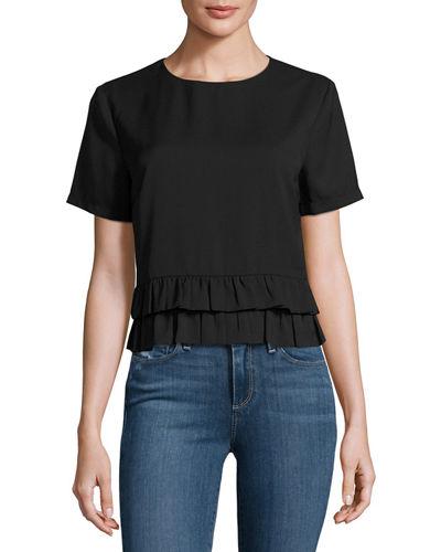 Short-sleeve Ruffle-hem Top