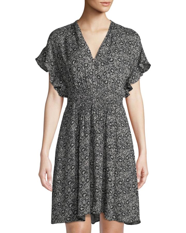 Sweet-briar Ruffle-sleeve A-line Dress
